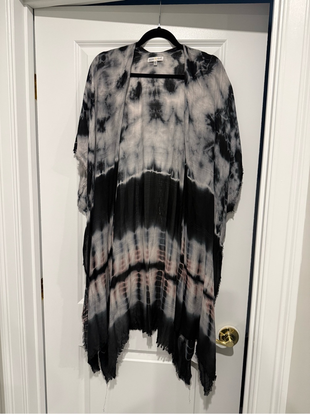 Tie-Dye Kimono Cardigan - Black & Grey